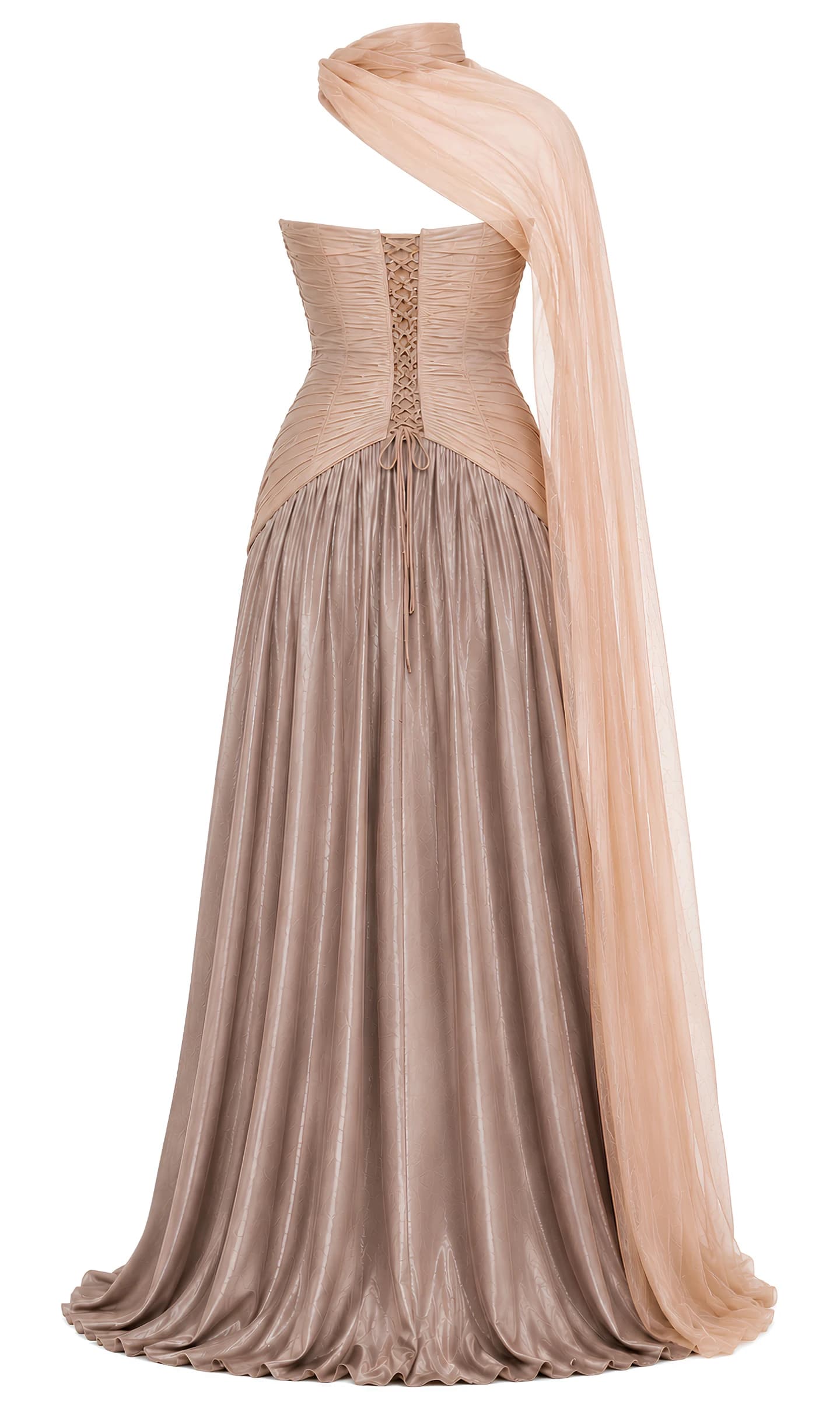 Champagne Taupe & Nude Gold Draped Gown image 2