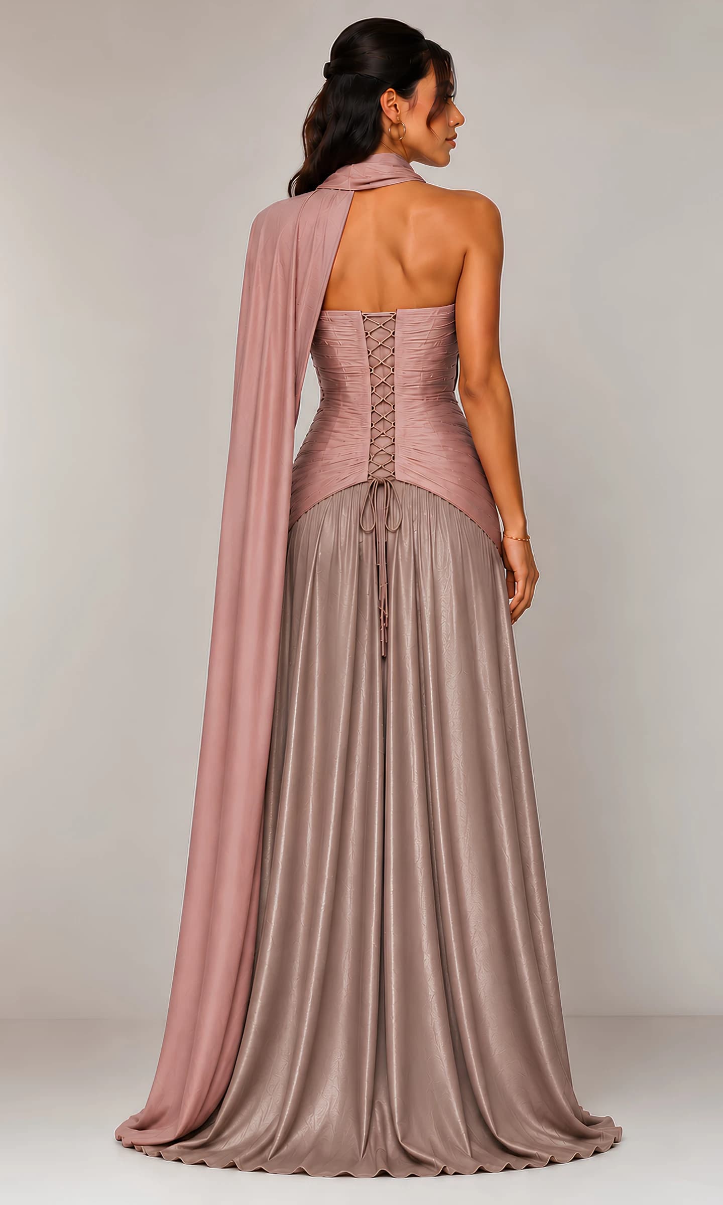 Rose Taupe & Blush Draped Gown image 4
