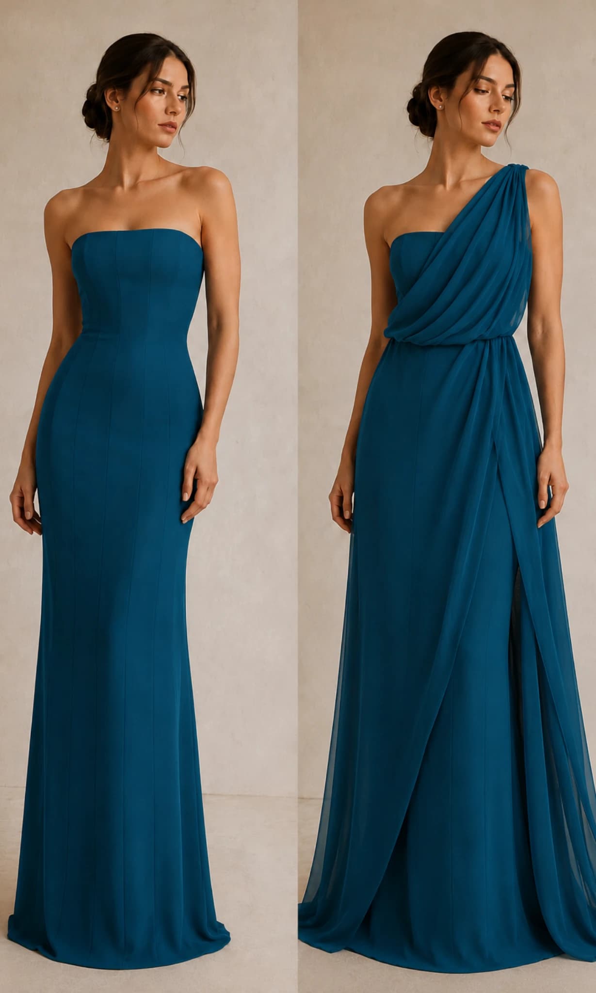 Deep Teal Convertible Chiffon Gown image 4
