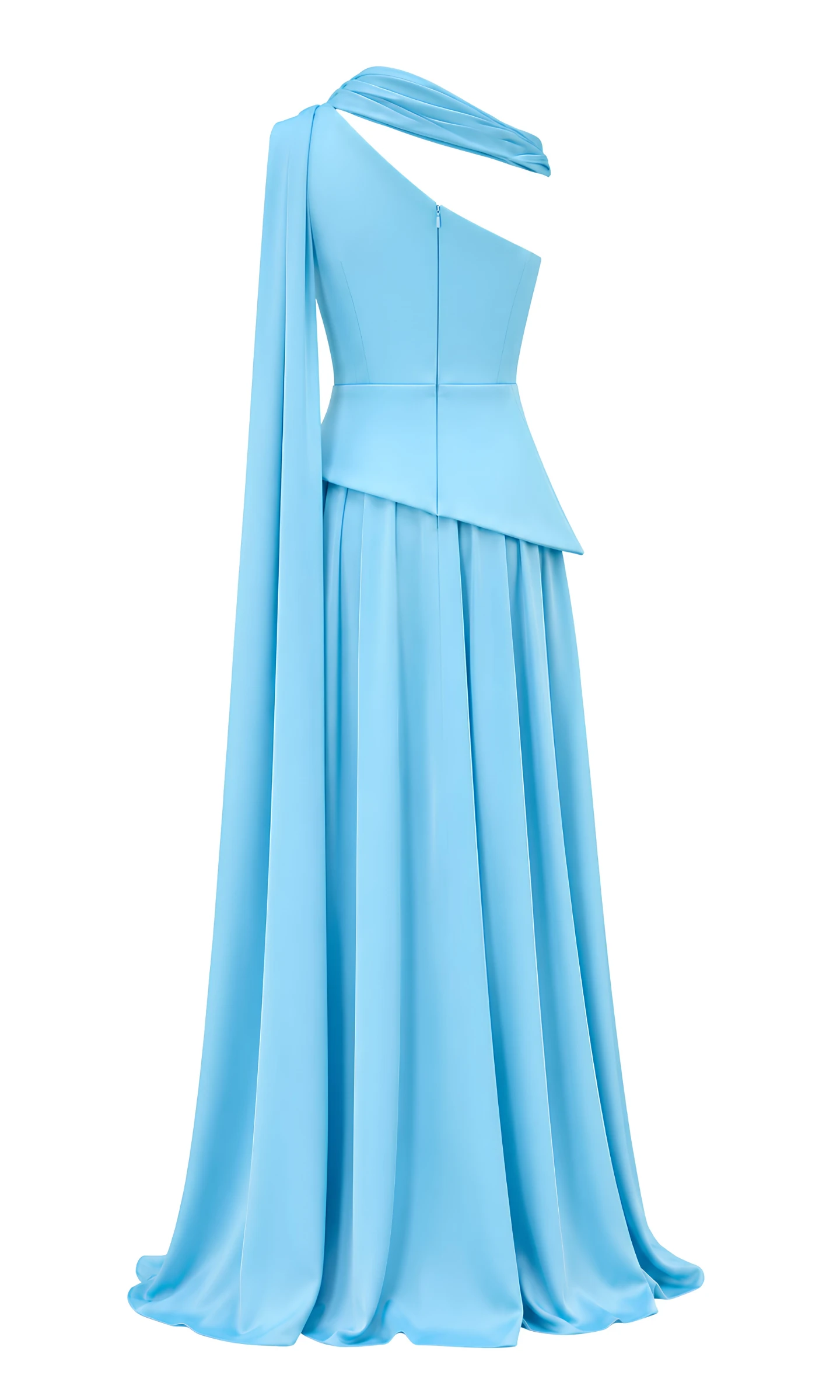 Cerulean One-Shoulder Draped Gown image 2