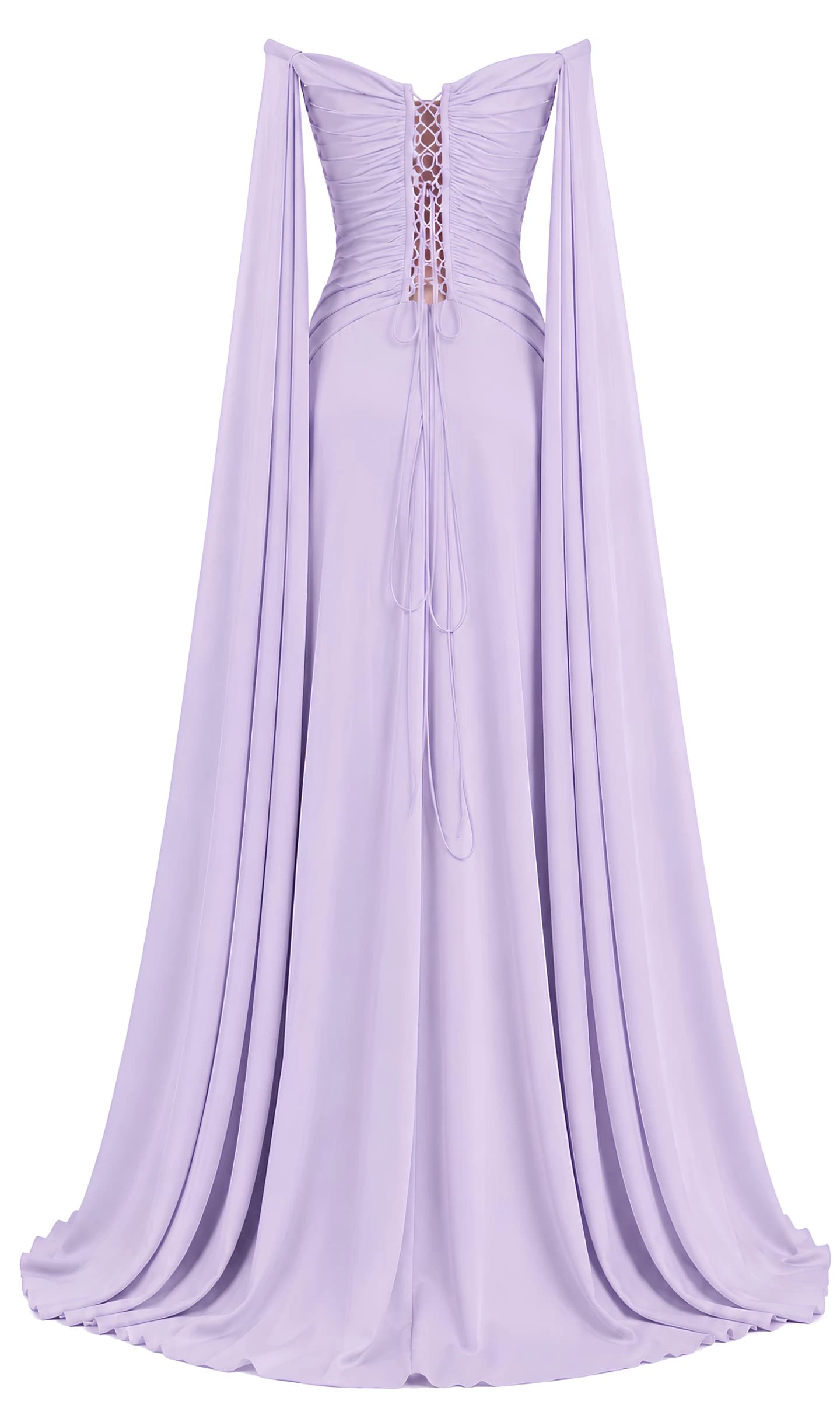 Soft Lavender Ruched Cape Gown image 2