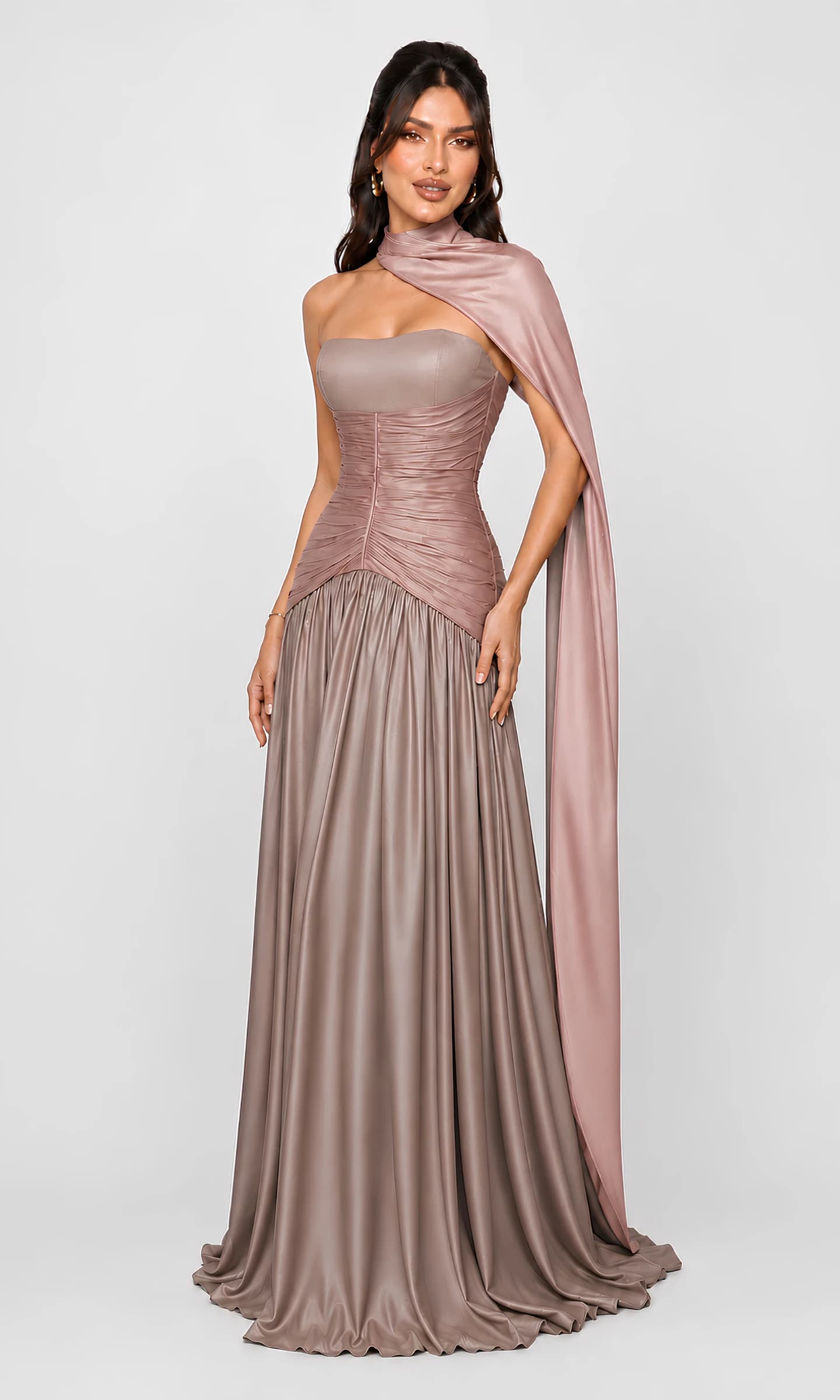 Rose Taupe & Blush Draped Gown image 5