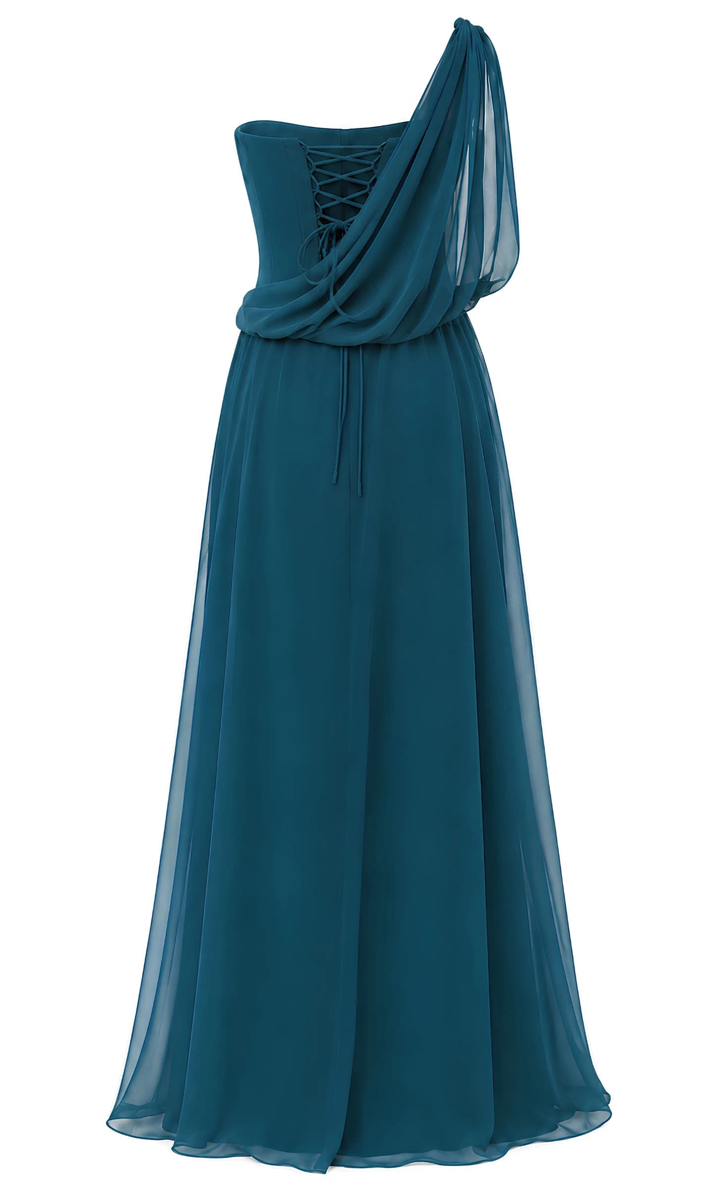 Deep Teal Convertible Chiffon Gown image 2