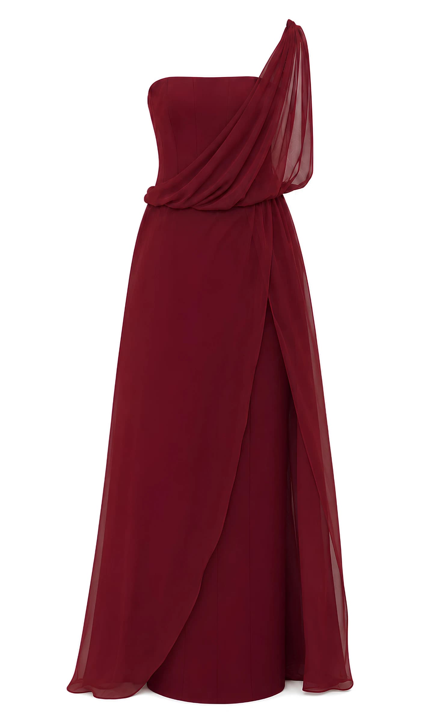 Deep Burgundy Convertible Chiffon Gown